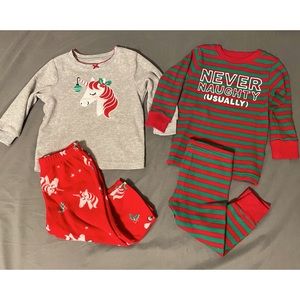 Two Christmas 2-Piece Pajama Sets. Carter’s Brand. Size 12 Month